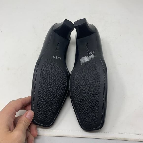 Naturalizer Black Leather Kitten Heel Pump Loafer Square Toe Y2K Size 8 Classic - Picture 3 of 8